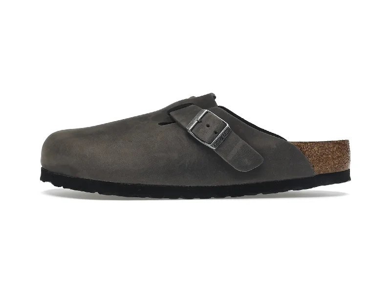 Birkenstock Boston ""Soft Footbed Oiled Leather Iron Grey""