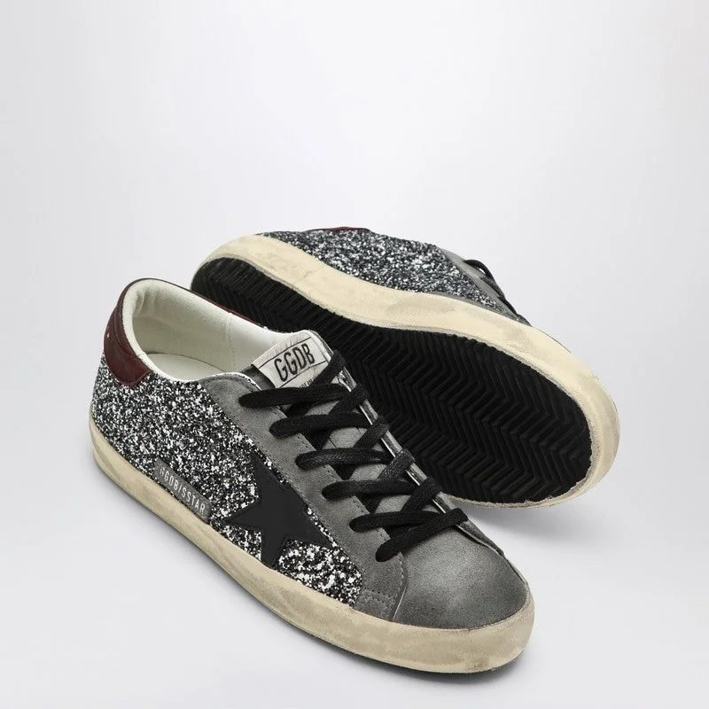 GOLDEN GOOSE Superstar Silver & Black Glitter Sneakers