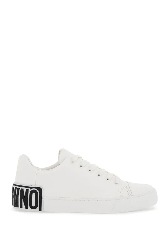 Leather Sneakers With Rubber Logo Detail.