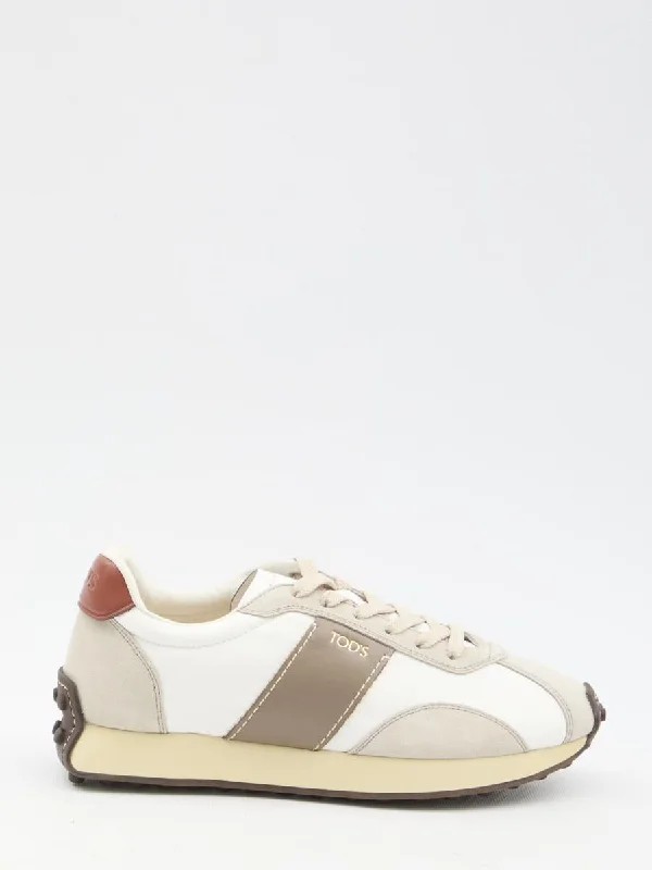 Sneakers In Leather And Technical Fabric