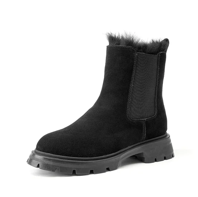 Alberti Women's Suede Leather Chelsea Black Boots