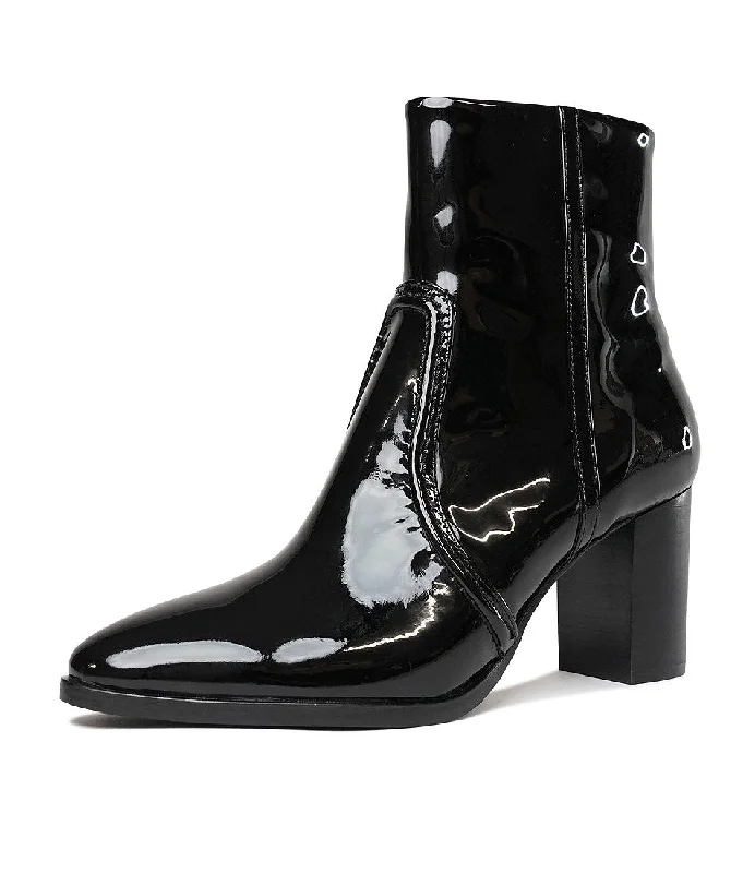 Anahi Black Patent Ankle Boots