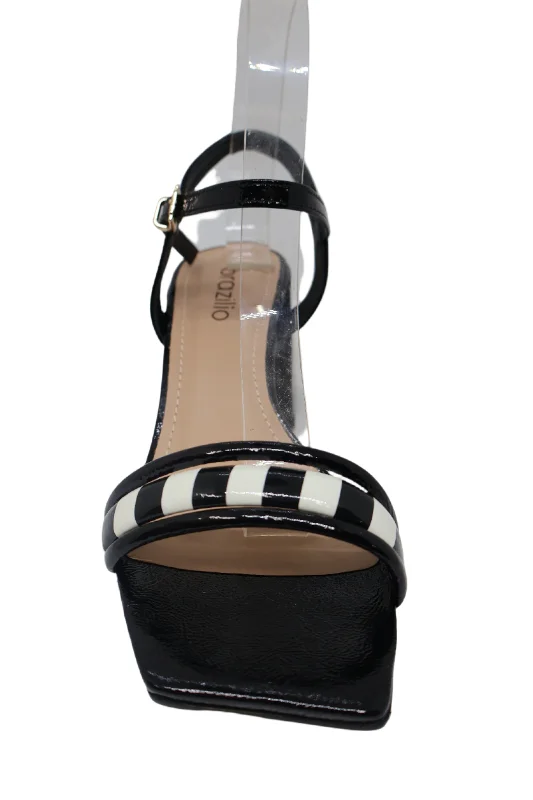 BRAZILIO BINDI BLK/WH BLOCK HEEL