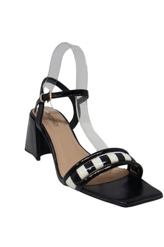 BRAZILIO BINDI BLK/WH BLOCK HEEL