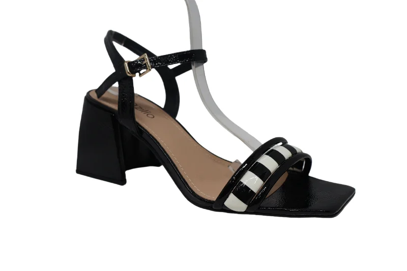 BRAZILIO BINDI BLK/WH BLOCK HEEL