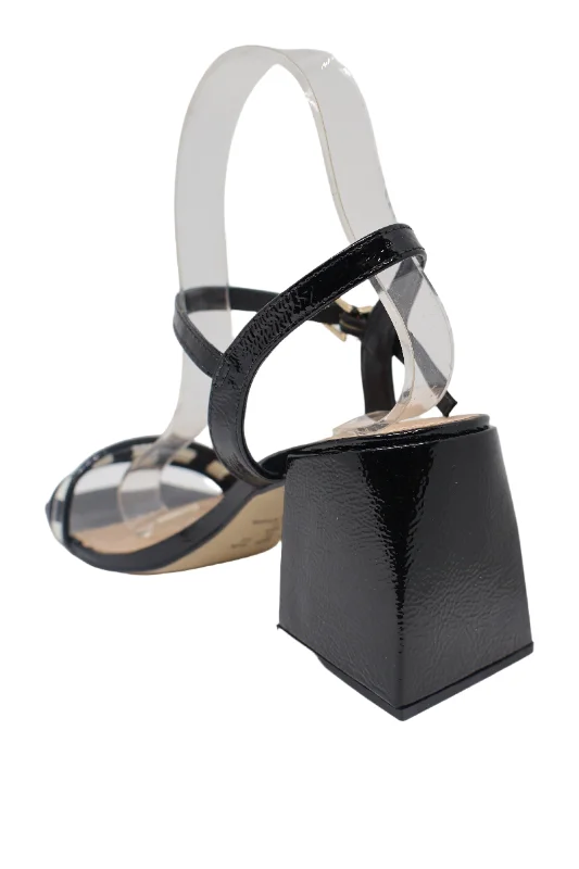 BRAZILIO BINDI BLK/WH BLOCK HEEL