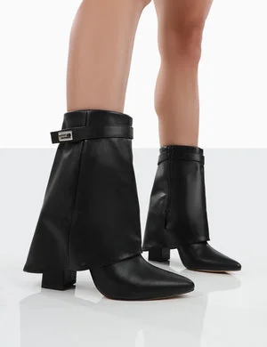 Fyre Black Pointed Toe Heeled Ankle Boots