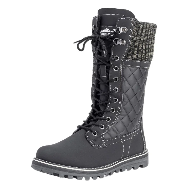 Grey Criss Cross Style Women Winter Snowboots