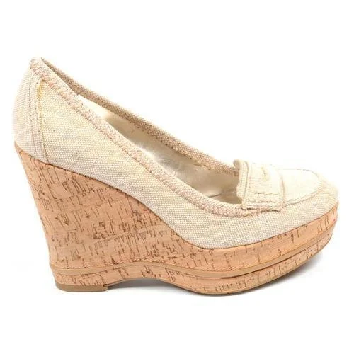 Beige 10 US - 41.5 EUR Nine West Womens Wedge Pump  NWTHEODORE MEDNA SILVER