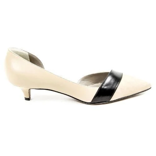 Beige 37 EUR - 7 US Kiton Womens Pump Open Side D39809 VIP 2199 BEIGE NERO