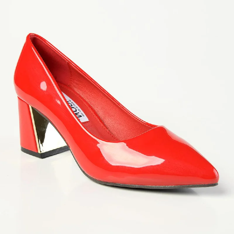 Madison Gold Low Block Heel Court - Red / Gold