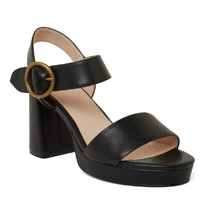 Petra Heel in Black Leather