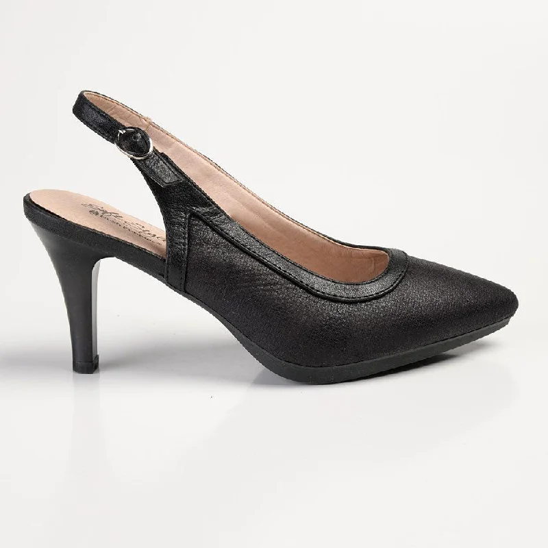 Soft Style by Hush Puppies Phoebe Crackle Court Heel - Black