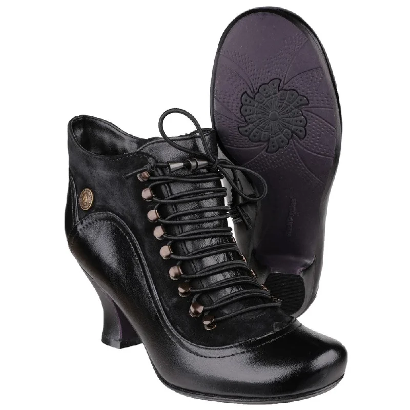 Black Vivianna Lace-Up Heeled Boots