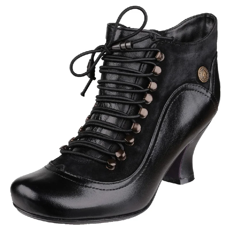 Black Vivianna Lace-Up Heeled Boots