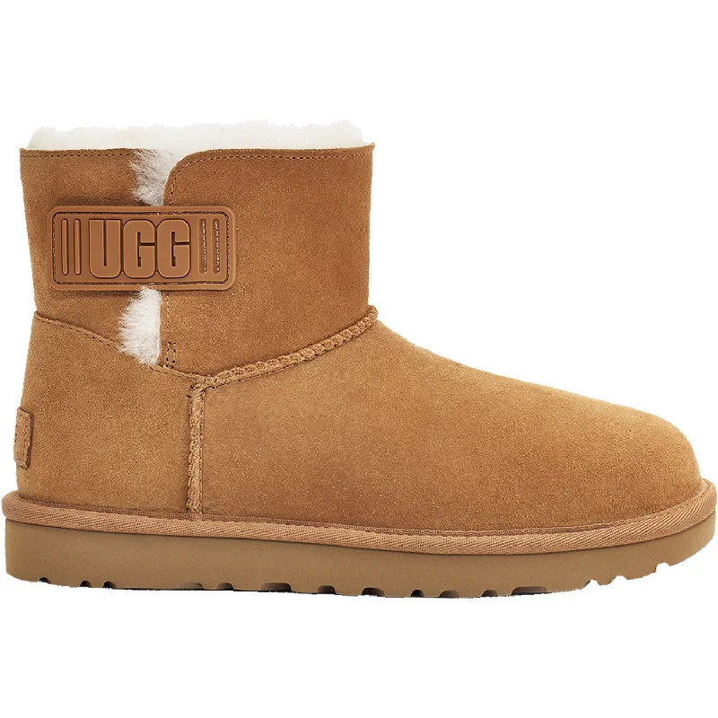 Women's UGG Mini Bailey Logo Strap Chestnut Sheepskin