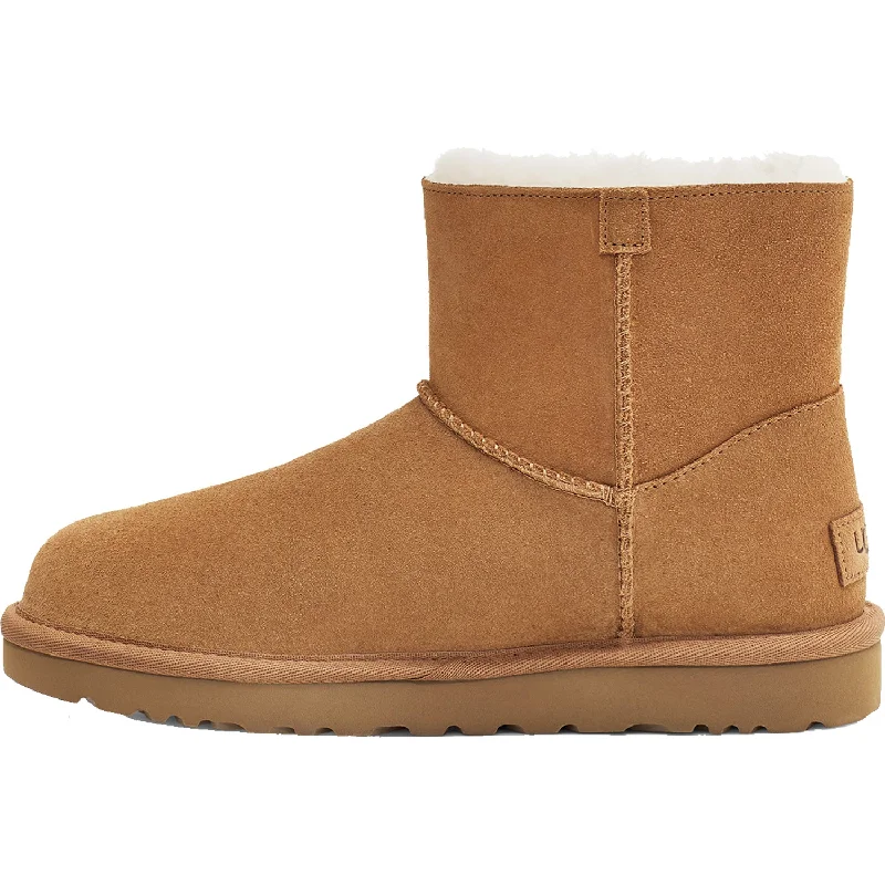 Women's UGG Mini Bailey Logo Strap Chestnut Sheepskin