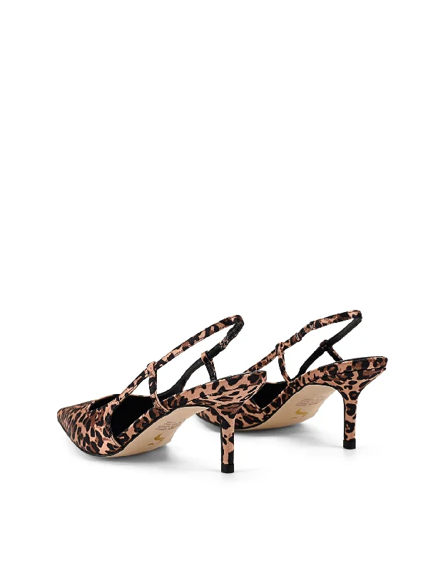 Yohana Heeled Slingback - Leopard Satin