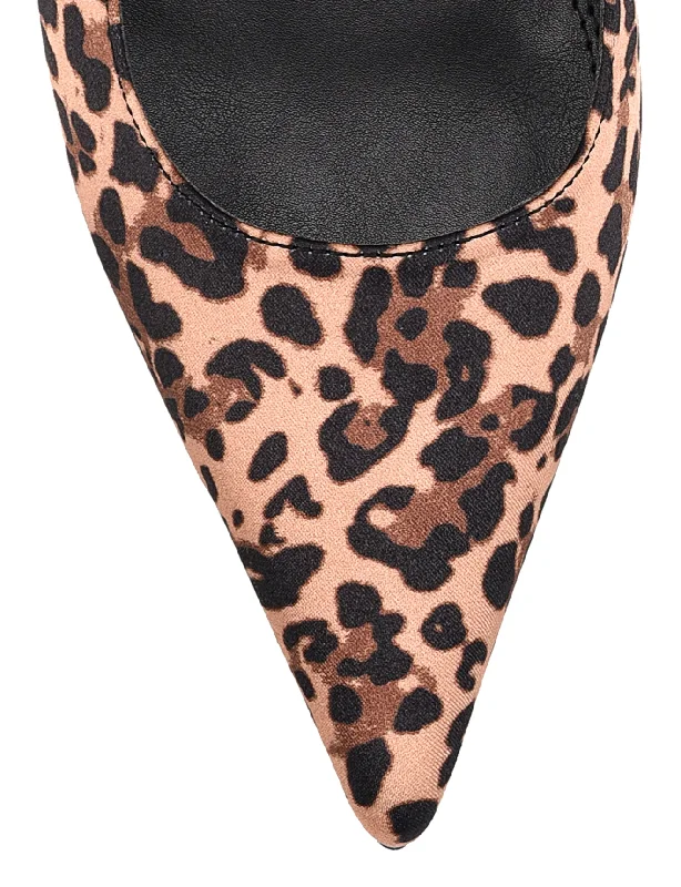 Yohana Heeled Slingback - Leopard Satin