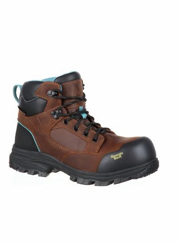 Blue Collar Women'S Composite Toe Waterproof Work Boot - Wide Width in Brown