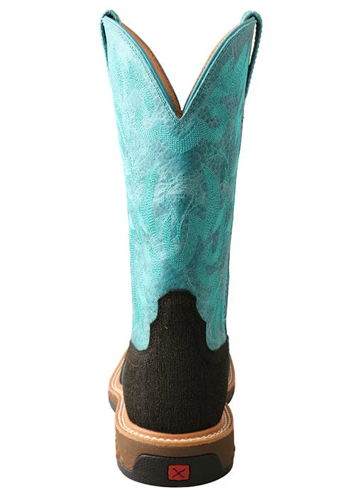 Twisted X Women's Lite Western Work Boot with CellStretch-Charcoal/Turquoise