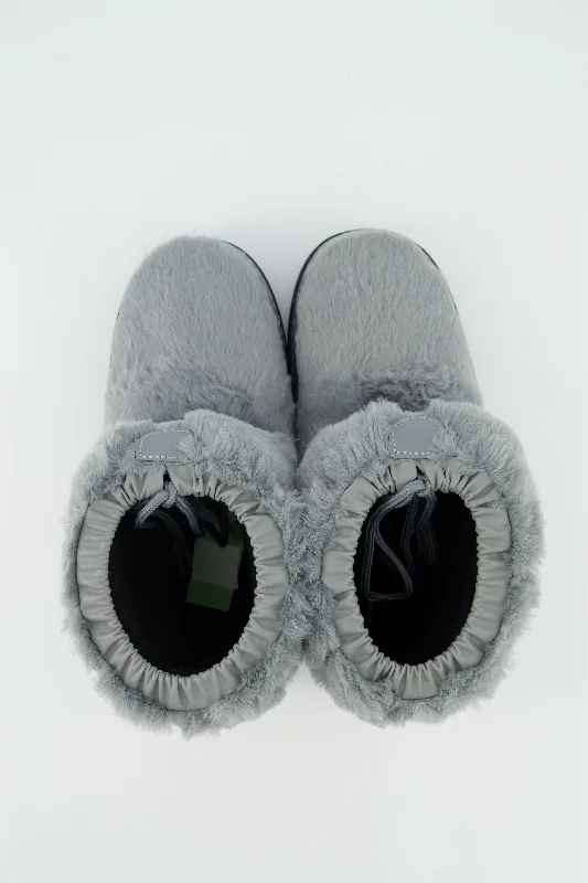 Women's Love Moschino Grey Chunky Fur Ski Boots