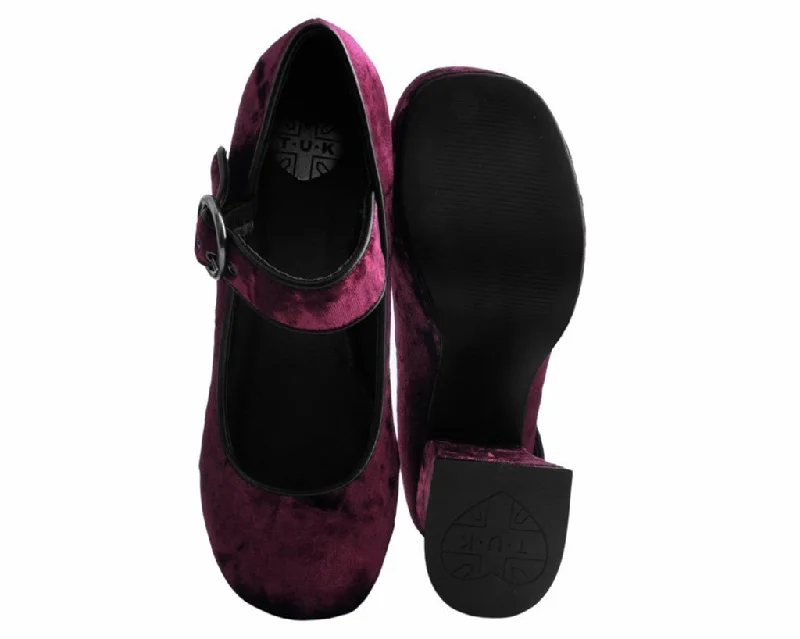 Burgundy Velvet Mary Jane Marley Heel