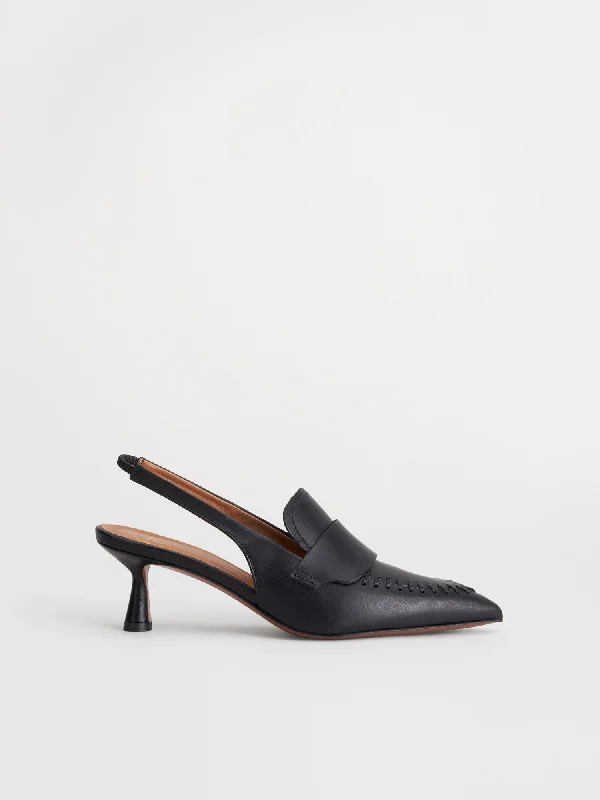 Severino Black Leather Slingbacks