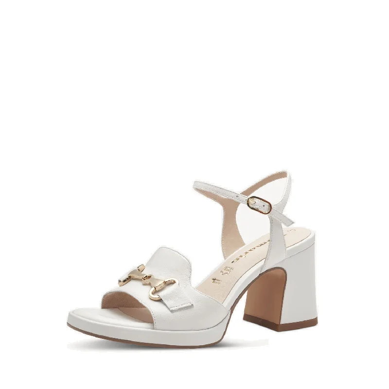 Tamaris White Leather Heeled Sandal