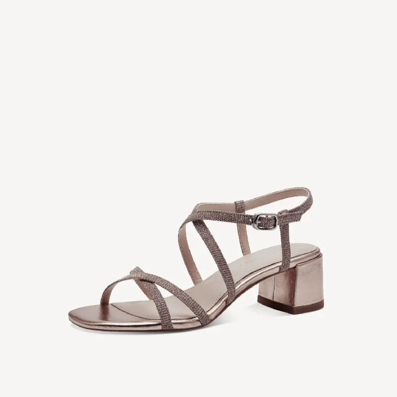 Tamaris Rose Gold Strappy Block Heeled Sandal