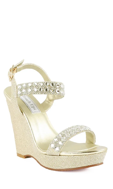 Brynn Gold Wedge Beaded Heel 4165