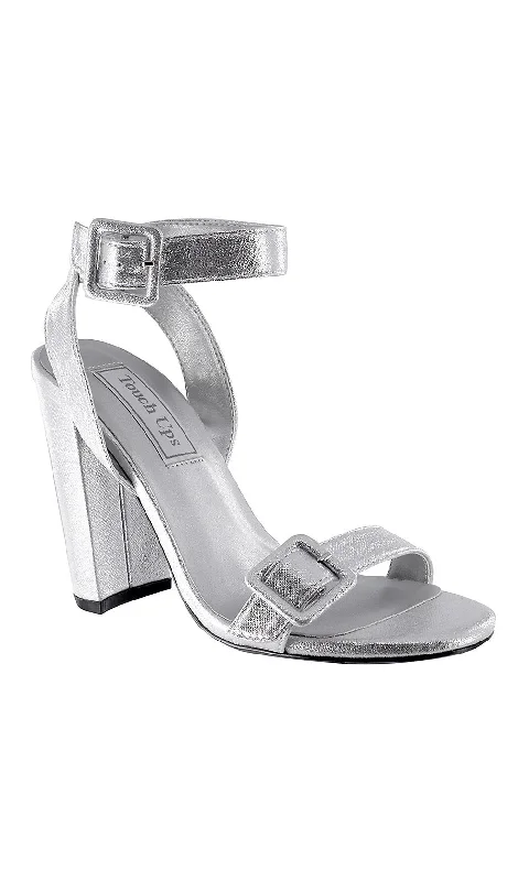 Metallic Silver Block-Heeled Calista Sandal 4440