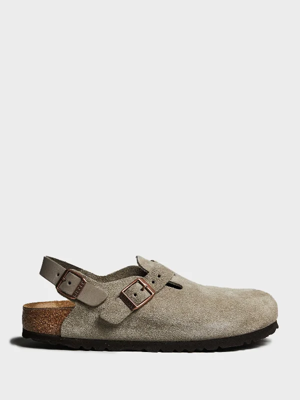 Tokio II Suede Leather Sandals in Taupe