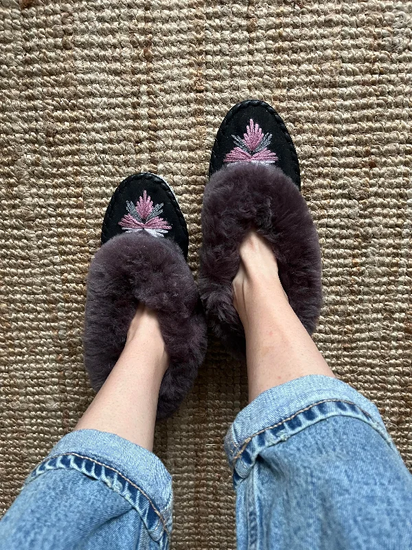 Aubergine Plum Sheepskin Slippers