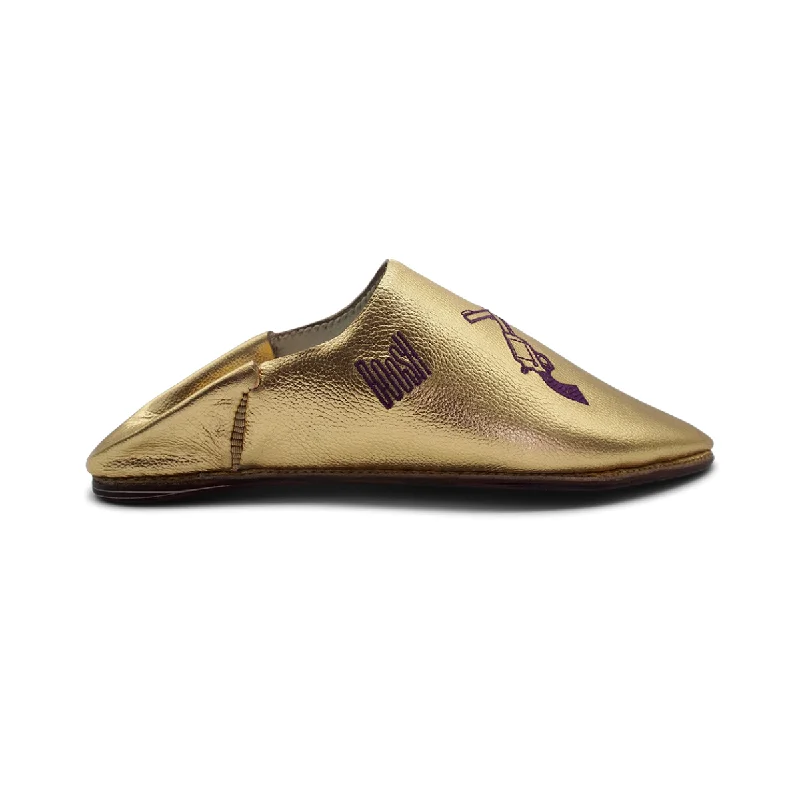 GEORGE BOOSH GOLD Leather Moroccan Slippers