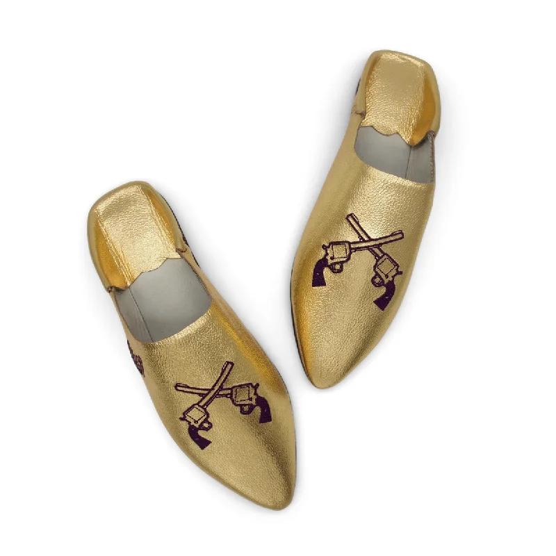 GEORGE BOOSH GOLD Leather Moroccan Slippers