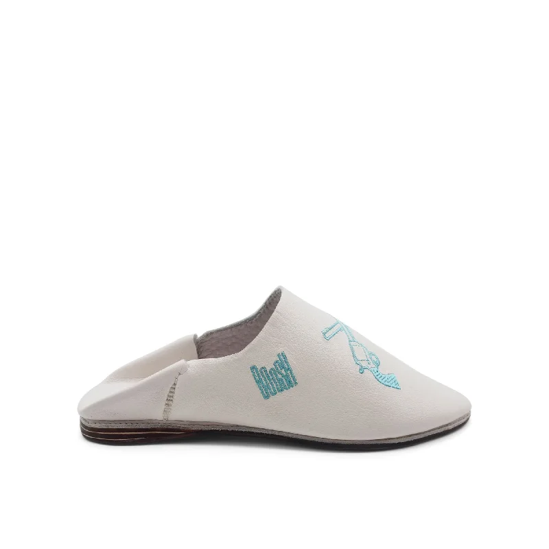 GEORGE BOOSH WHITE Leather Moroccan Slippers