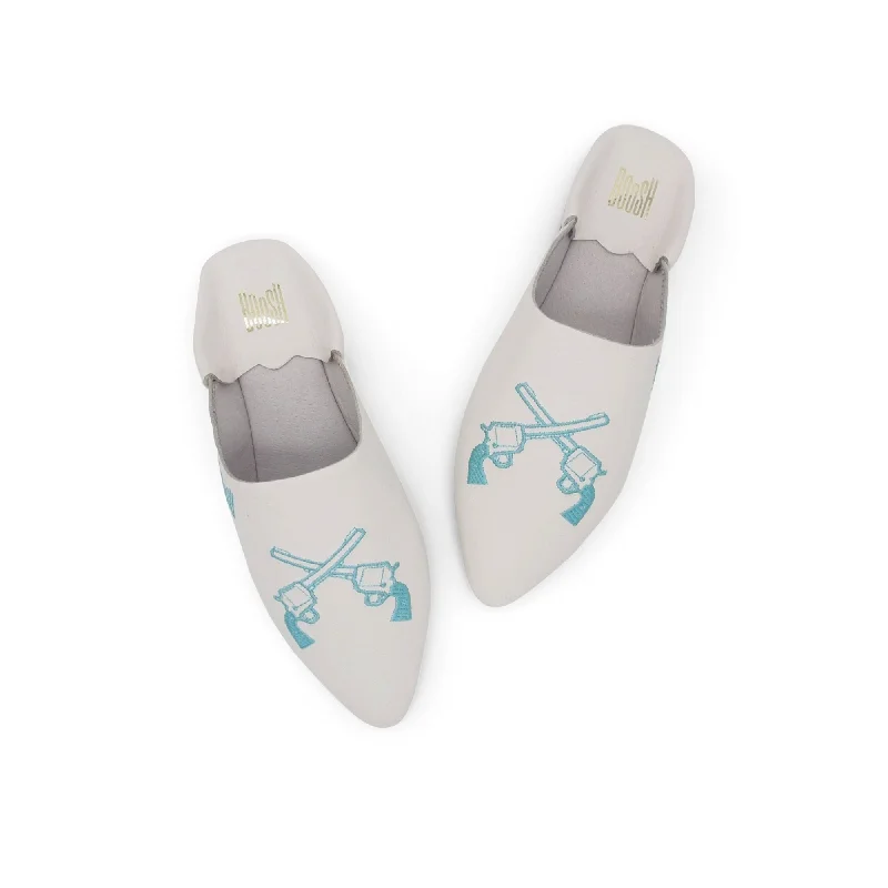 GEORGE BOOSH WHITE Leather Moroccan Slippers